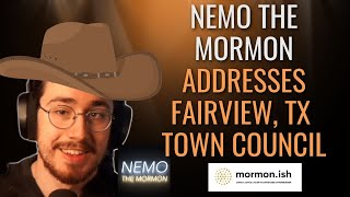 Nemo The Mormon Addresses Fairview TX Town Council [upl. by Sekofski]