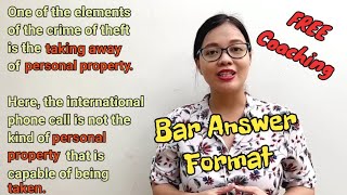 PART 1 BAR EXAM COACHING SERIES Bar Answer Format [upl. by Mcquillin]