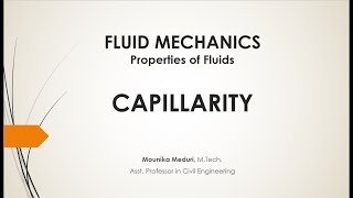 Capillarity  Properties of fluids  Fluid Mechanics [upl. by Anitnegra]