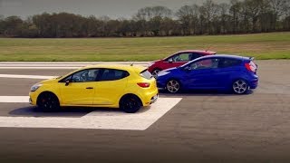 Peugeot 208 GTi vs Renault Clio 200 Vs Ford Fiesta ST  Top Gear  Series 20  BBC [upl. by Jephthah940]