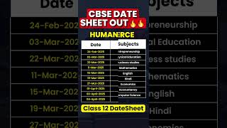 CBSE 12th DATE SHEET 2025  CBSE latest news cbsedatesheet [upl. by Ardnac]