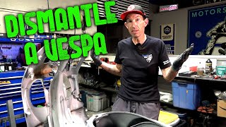 How To Completely Dismantle a Vespa GTS Scooter Down to the Frame [upl. by Nannie]