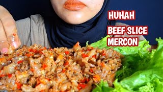 ASMR OSENG MERCON BEEF SLICE EATING SOUNDS  ASMR INDONESIA [upl. by Nannaihr]