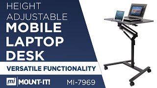 Mobile Standing Laptop Desk Height Adjustable with Gas Spring Lift Mechanism MI7969 [upl. by Nnaj]