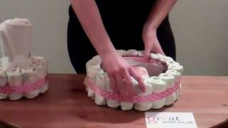 How to make a Nappy Cake  two minute tutorial with printable instruction sheet [upl. by Aleacim826]