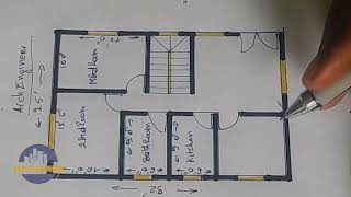 32 by 25 Small house plan 800 sqft 3 Bedroom house plan village Best house drawing [upl. by Navek]