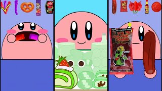 Kirby Animation  Eating Green Food Chamoy Pickle Giant Emoji Chips Mukbang Complete Edition [upl. by Anna-Diana]