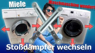 Miele Waschmaschine Stoßdämpfer wechseln  Waschmaschine wandert beim Schleudern laut unruhig [upl. by Einafets]