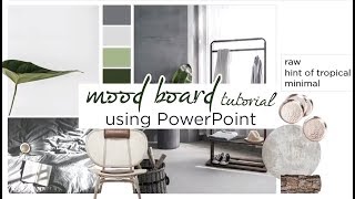 How to Create an Interior Design Mood Board Using Powerpoint  Tutorial  aseelbysketchbook [upl. by Lovato488]