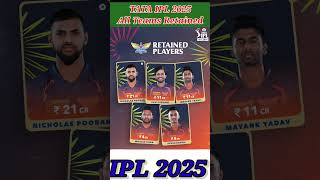 Tata ipl 2025 All Team Retained cricket ipl2025 IPLRetention [upl. by Laeahcim]