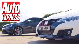 Civic Type R vs Golf GTI Clubsport S FWD hot hatch drag race [upl. by Pinkerton56]