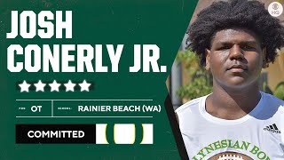 Offensive Tackle Josh Conerly Jr COMMITS to Oregon for 2022 Season  CBS Sports HQ [upl. by Melany]