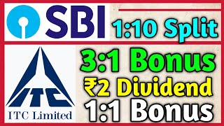 8 Shares Bonus • ITC Ltd • SBI Bank • Declared High Dividend Bonus amp Split With Ex Dates [upl. by Lanna]