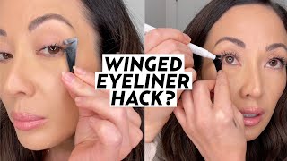 Winged Eyeliner Hack Trying Flash Cat Eye from LOreal [upl. by Krystin804]