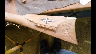 long rifle build Lancaster county pt 34 making and inletting a bicolor hunterstar to the gunstock [upl. by Weld733]