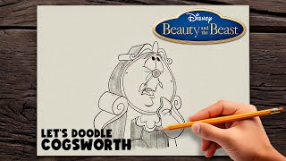 LETS DOODLE  COGSWORTH DRAW LIKE A DISNEY ANIMATOR EASY Disney Belle letsdoodle Cogsworth [upl. by Eeznyl592]