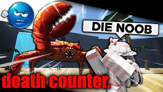 Death Counter vs Crab Boss  The Strongest Battlegrounds [upl. by Marella]