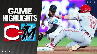 Reds vs Marlins Game Highlights 8724  MLB Highlights [upl. by Grory168]