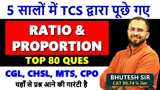 Ratio amp Proportion best questions asked by TCS 2018  2023 in SSC CGL CHSL CPO MTS  with pdf [upl. by Noiwtna]