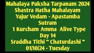 Malaya Paksham 24 Yajur Vedam Apastamba Sutram 1 Kurcham Amma Alive Day 14 Chaturdashi 011024 Tue [upl. by Hacker]