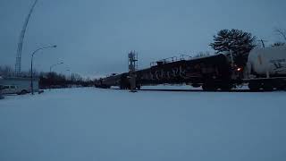 Northbound CN train at Washago horn salute railfanning railways [upl. by Sivraj]