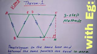 Therom1Parallelogram on the same base and between the same parallels are equal in area Easy Way [upl. by Enyar]