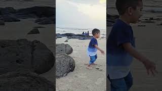 Cute baby beach jump reaction 🤣🤣 cute beach reaction [upl. by Vincents]