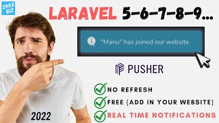 Real time notification in php laravel  Updated 2022  Super easy [upl. by Lleinnad]