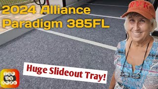 👀You Gotta See The SlideOut Storage Tray 2024 Alliance Paradigm 385FL [upl. by Lusar]