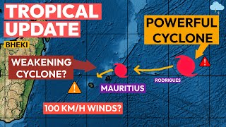 Powerful Cyclone Bheki Heads Towards Mauritius amp Réunion Weakening [upl. by Aniled515]