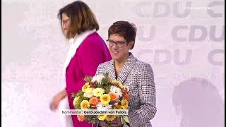 Wahl von Annegret KrampKarrenbauer zur CDUVorsitzenden auf dem Parteitag am 071218 [upl. by Marashio655]