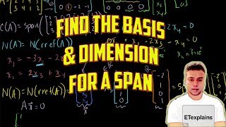 Find a basis and the dimension for span 121 311 553 [upl. by Coney]