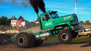 Semi Pulling 2022 Over The Top Diesel Showdown class a semis Onaway Speedway [upl. by Ecirual]