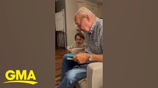 Greatgrandpa reads Baby Shark to greatgranddaughter without knowing the song [upl. by Ligetti968]