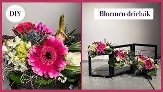 Drieluik Voorjaarsbloemstuk 🌺🖼️🌸 Cursus Bloemschikken 262  Carlein Tukkers [upl. by Eimorej]