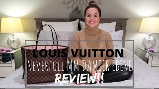 LOUIS VUITTON Neverfull MM Damier Ebene REVIEW  Roxstud Diaries [upl. by Casilda]