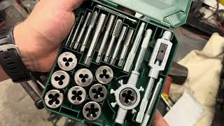 Parkiside Tap and Die set Unboxing and Test [upl. by Ambros]