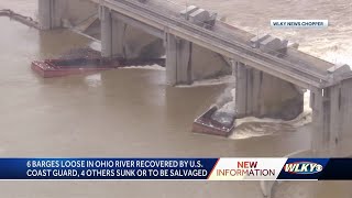 6 barges stuck on Ohio River cleared by US Coast Guard with 4 others sunk or to be salvaged [upl. by Behl]