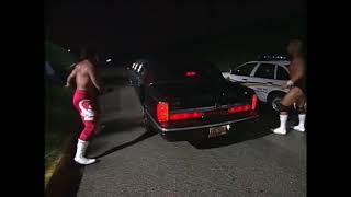 Sting amp Lex Luger steal a Cop Car to chase Ted DiBiase in the NWO Limo WCW [upl. by Erihppas509]