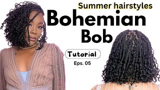 SHORT BOB KNOTLESS BOHO BRAIDS 52 braids  PERFECT SUMMER BRAIDS FT YWIGS [upl. by Nysila]