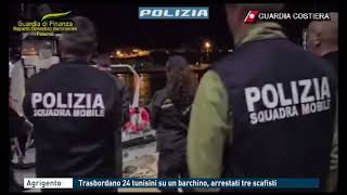 Agrigento  Trasbordano 24 tunisini su un barchino arrestati tre scafisti [upl. by Viridis256]