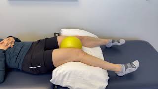 Pelvic floor strengthening quotRoll for Controlquot supine with ball and band [upl. by Nywled887]