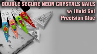 Double Secure Neon Summer Crystals Nail Art Tutorial  How to Quick Easy Simple [upl. by Loginov911]