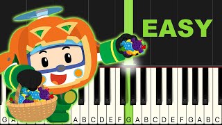 Robocar Poli Halloween Candy Song Easy Piano Tutorial [upl. by Esilrac]