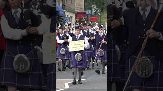 United Maniacs Scottish Pipes amp Drums in street parade to 2023 Pitlochry Highland Games shorts [upl. by Mendel]