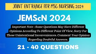 JEMScN 2024  MSC Nursing Examination  JEMScN Question Answer Explanation  Explained In Bengali [upl. by Rialcnis]