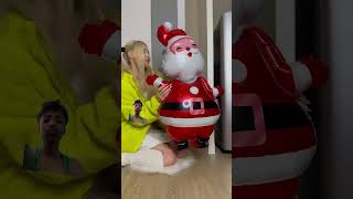 Cat saw Santa Claus for first time cat shorts [upl. by Schaab253]