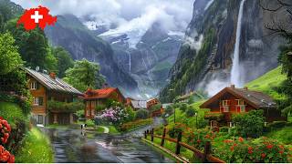 Rainy Day in SWITZERLAND 🌧️ Most Beautiful Villages 🇨🇭 4K Walking Tour  MustVisit Grindelwald [upl. by Zephan]