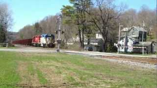 Work train with DH 7303 quotLightning Stripquot leading though Delanson NY [upl. by Burke]