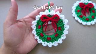 CROCHET TUTORIAL ♥ CORONA A CROCHET PASO A PASO  Corona Navideña quot Adornos de Navidad [upl. by Noillimaxam]